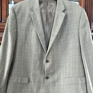 Lauren Ralph Lauren Dark Tan Plaid with Light Blue Stripe Blazer 48R